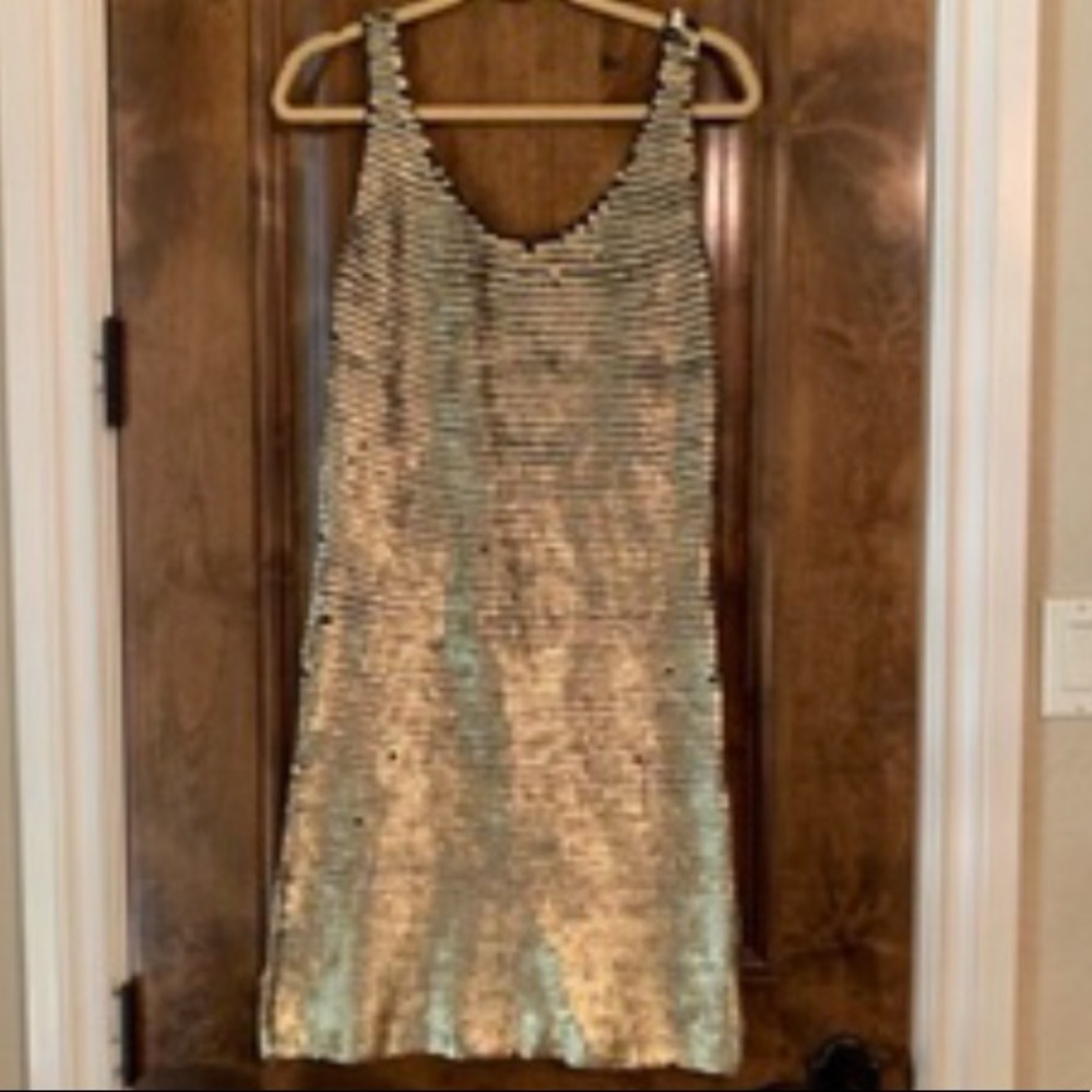 Gold Party Dress w/sequins - Picture 3 of 7